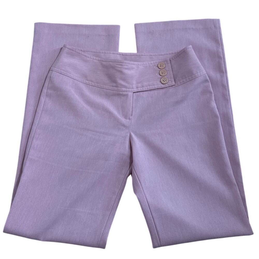 Women's Size 7 90s Rave Moda Flare Trouser Pink Button Vintage Low Rise Pant